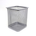 DSCN3545_S Підставка д/ручок-метал. 8*8*9,5см "Квадратна", серебро,1шт/этик.